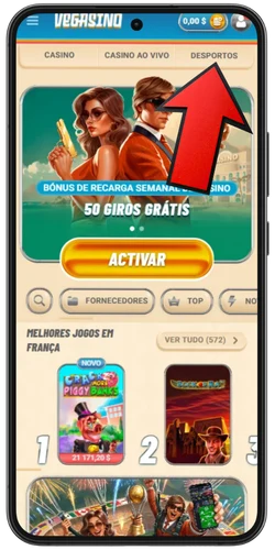 Como aceder à secção Desportos no Vegasino Bet
