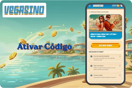 Vegasino promo code como ativar - tutorial passo a passo com mokup da plataforma